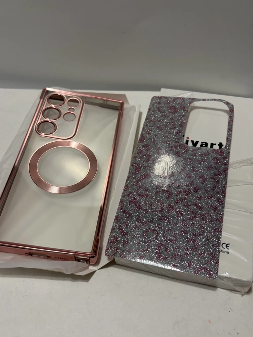 Samsung Clear Case with Rose Pink Magnetic Ring Galaxy S22 Ultra Phone Case